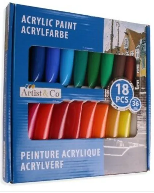 Pittura Acrilica Vernice Set 16 Pezzi Tubi Colori Assortiti Dipinti Su Tela