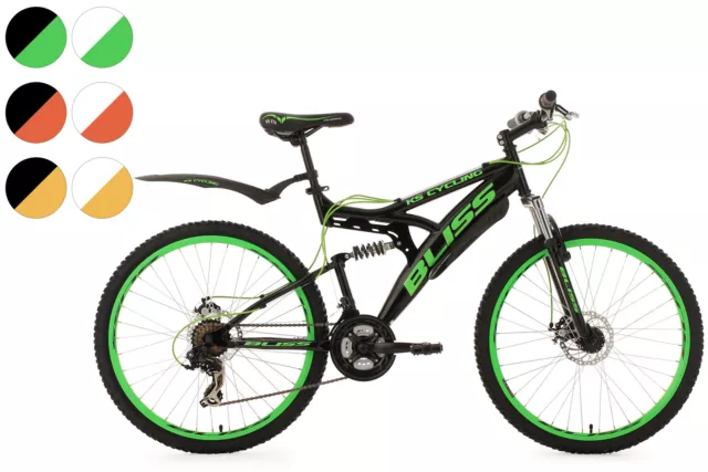 BIKESTAR VTT Vélo tout terrain tout suspendu pour enfants de 9 ans |  Bicyclette 24 pouces 21 vitesses Shimano, Freins Disque | Vert