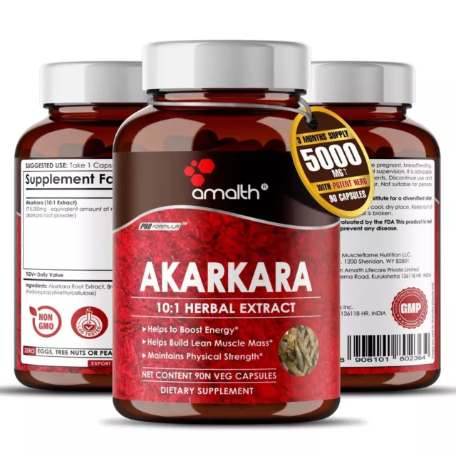 Akarkara Pyrèthre Anacyclus Extrait de Racine 10000 mg 90 Gélules libido...