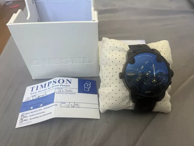 DIESEL GENTS WRIST Watch with Blue Dial Black Leather Strap DZ7257 Mens Used 69.99 PicClick UK