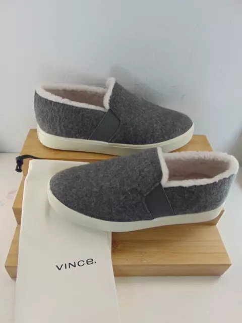 VINCE (BRAND NEW IN BOX) Blair Lamb Shearling Slip-On Sneakers in GRAY 6 M $230