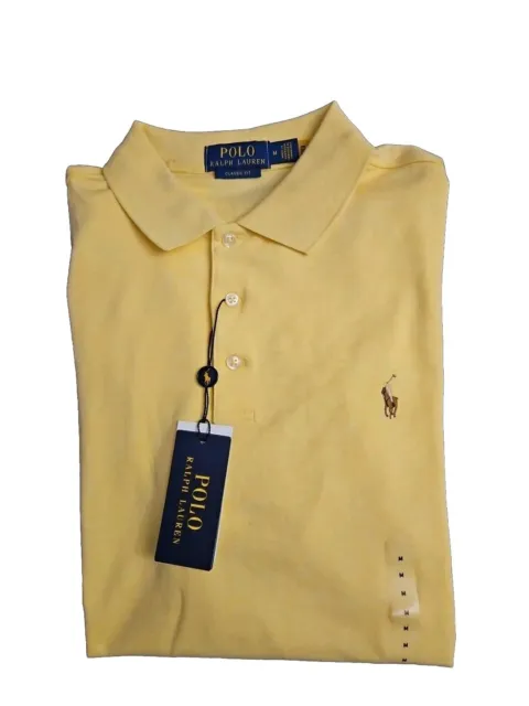 Polo Ralph Lauren Mens Classic Fit Soft Cotton Polo S/S Shirt Yellow Size Medium