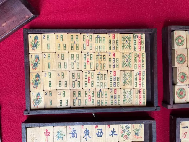 Mah Jong Mahjong  bambù Portatile Box in legno Originale Raro COMPAGNIA TORINO 2