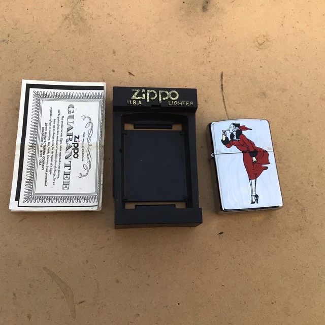 With Display Case Zippo Windy  Girl Lady Girl  Lighter Bradford Usa