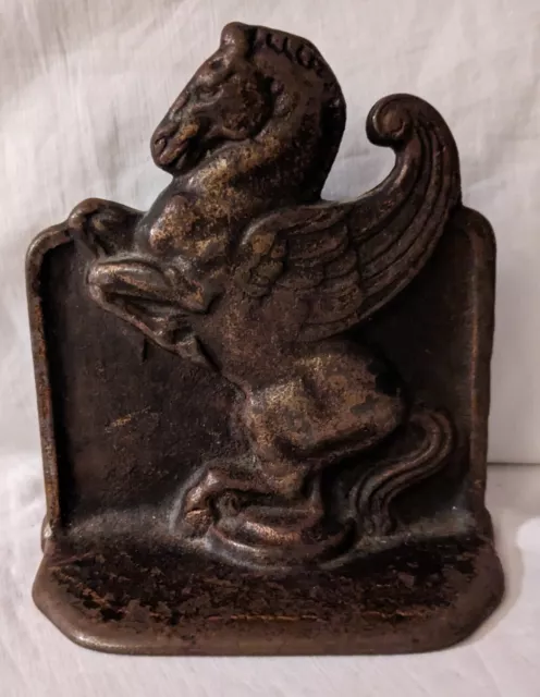 Vintage Cast Iron Pegasus. Horse Single  Book  End Snead & Co