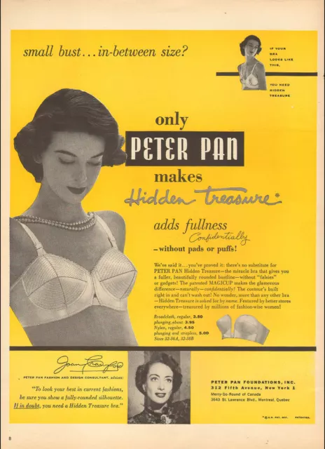 1950 VINTAGE BRASSIERE AD PETER PAN Hidden Treasure Bra for small