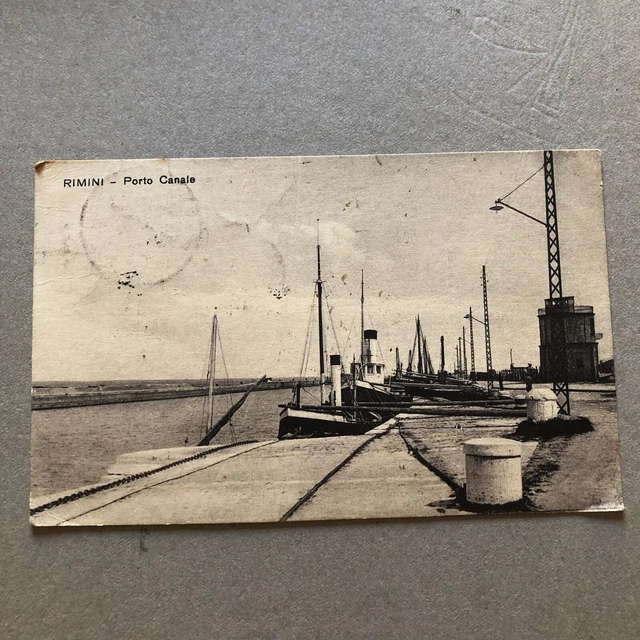 B) Cartolina formato piccolo Rimini porto canale 1926 B) Cartolina formato piccolo Rimini porto canale 1926