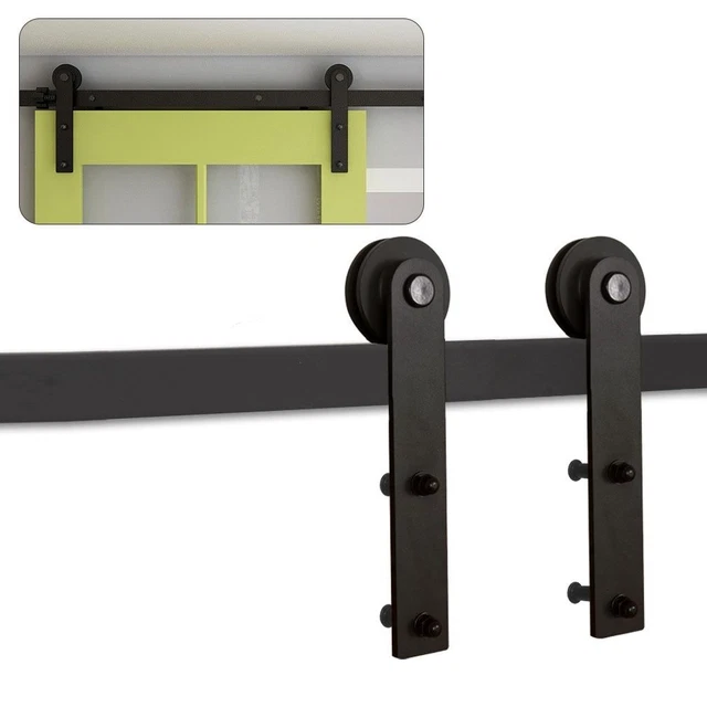 Slidng Barn Door With Floor Guide Heavy Duty Hanger Roller Furniture Decorations