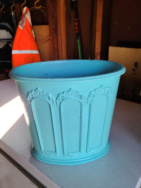 VTG 1960s Faux Wood Plastic Trash Can Garbage Bin Wastebasket USA
