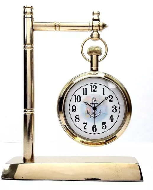 Reloj de mesa antiguo marítimo con soporte de latón, reloj de decoración de...