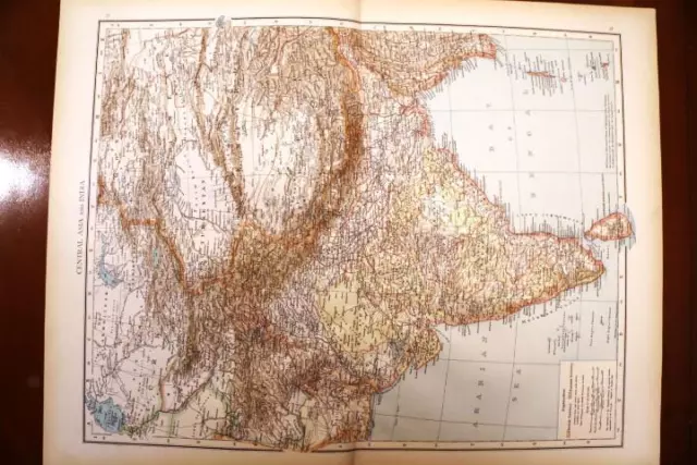 1895 Antique "The Times" Atlas Map Of Central Asia And India-Excellent Detail