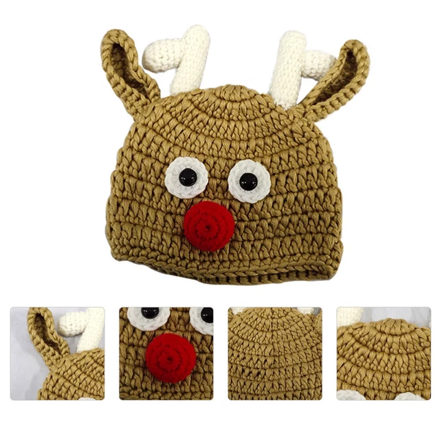Antlers Kids Rudolph Red Nose Hat Blush Bonnets Babies Suit Hats