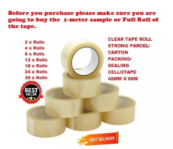 6 X LONG LENGTH TAPE STRONG BROWN 48mm x 66m PACKING PARCEL TAPE New
