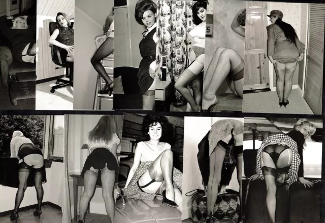 Nylon Flashers 12 Postcards Set Sexy Ladies Vintage Stockings & Hosiery Pin-Ups