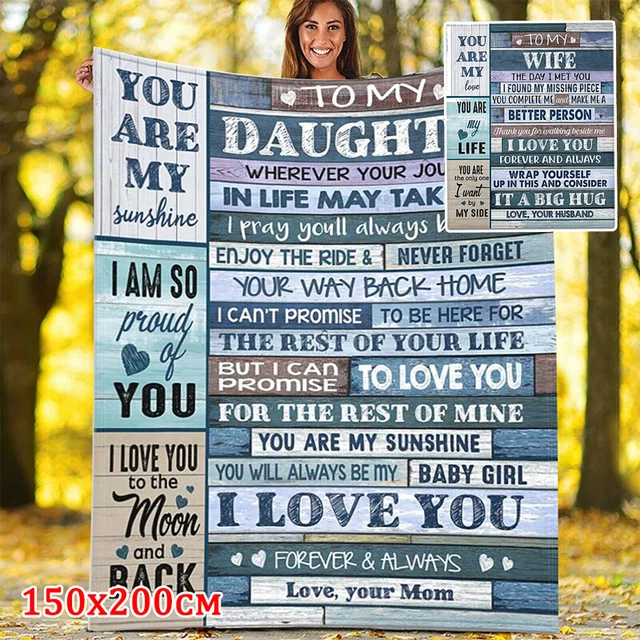 Blanket to My Wife/Daughter Letter Printed Flannel Warm Soft Blanket 150x200cm