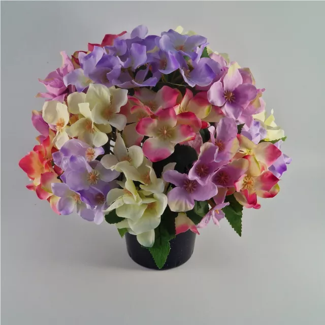 Artificial/ Silk Flower Arrangement Hydrangea Mix Grave Pot. Memorial Tribute