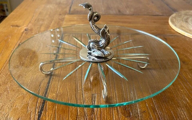 Plateau à fromage en verre et métal argenté - Arts de la table