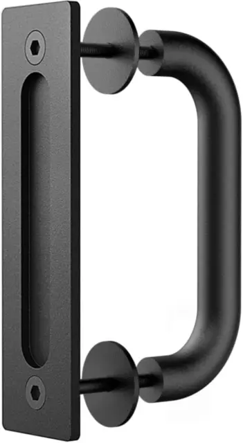 Sliding Door Handle Replacement Pull and Flush Set, Flat Back, Rustic Black