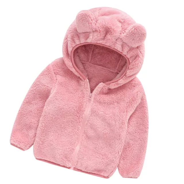 Cardigan Jacket Solid Color Warm Bear Ears Hooded Plush Hoodie Autumn Winter