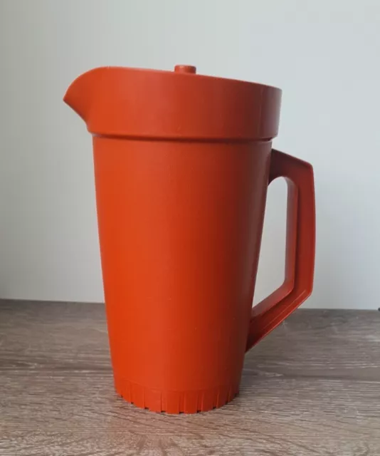 Tupperware Vintage Retro Orange & White Tall Jug Press & Seal Lid 2L