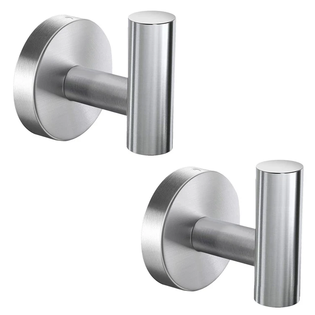 2x Bathroom Towel Robe Coat Hook Stainless Steel Wall Mounted Hooks Door Hanger
