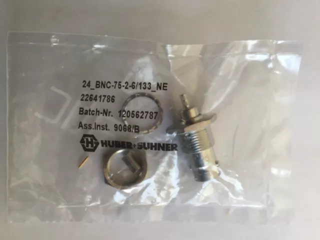 HUBER+SUHNER RF / BNC Coaxial, Straight bulkhead jack 75ohm 24-BNC-75-2-6/133-NE