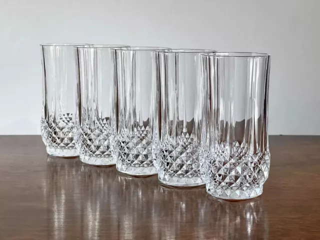 DIAMOND SERIES Heavy Wt 6 crystAL CUT TUMBLERS GLASSES, 255ML, GOBLET BASE TALL