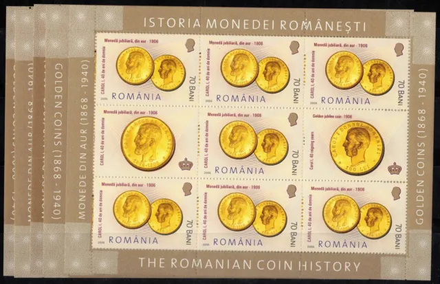 2006 Rumänien, Klb. Serie Goldmünze, postfrisch/MNH, MiNr. 6035/40, ME 35,-