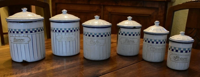 6 Pots À Épices Boîtes De Rangement En Tôle Émaillée