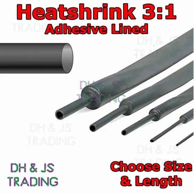 3:1 Ratio Adhesive Glue Lined Heat shrink Black Waterproof Heatshrink Tubing