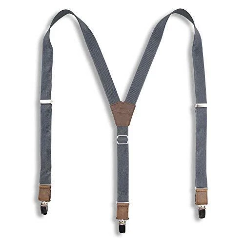 Suspenders Gray Elastic Slim 1 inch | Wiseguy Original