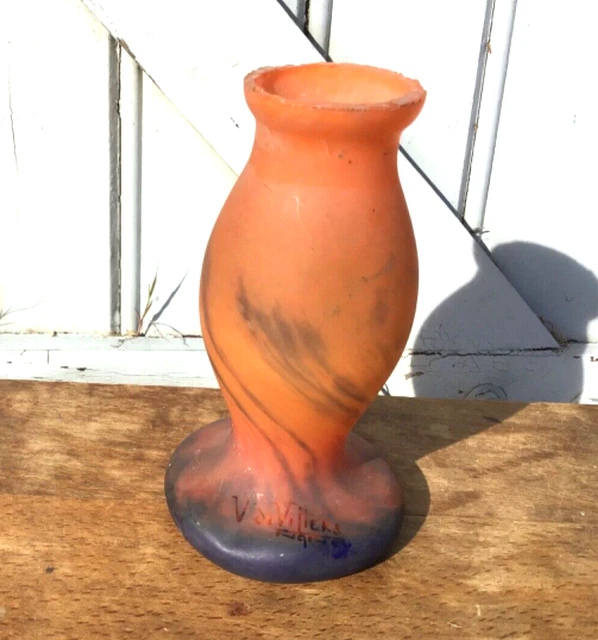 Ancien Pied De Lampe Pâte De Verre Jaune – Verrerie De Villers Nancy