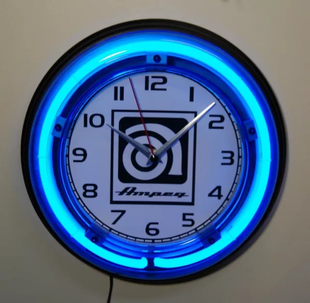 Ampeg amplification logo neon wall clock