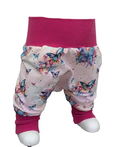 Baby / Kinder Pumphose Rosa Schmetterling Haremshose Spielhose Gr. 50 - 104