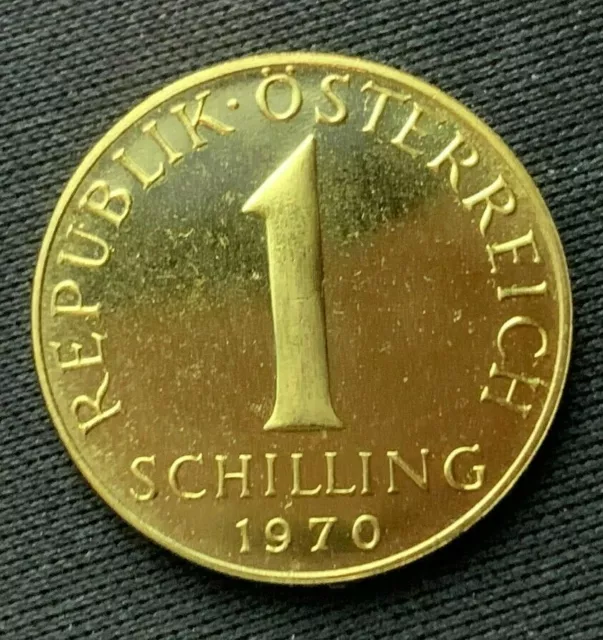 1970 Austria 1 One Schilling Coin PROOF  ( Mintage 100K ) RARE World Coin  #C154