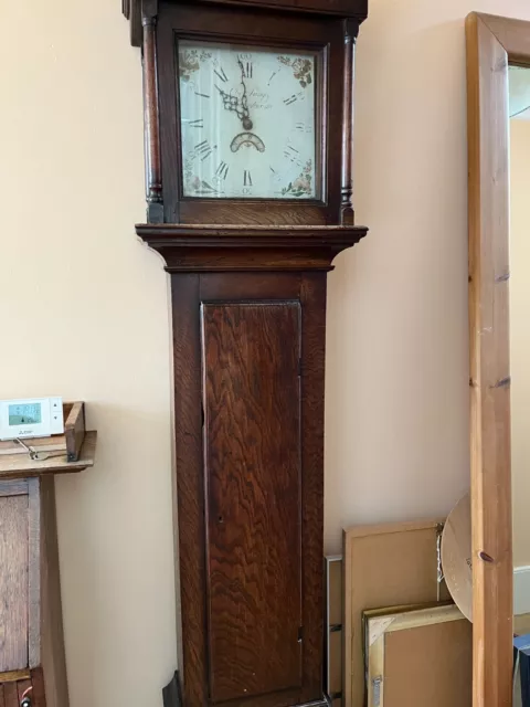 Antique British Dark Oak Grandfather Clock, late 18th century / early 19th