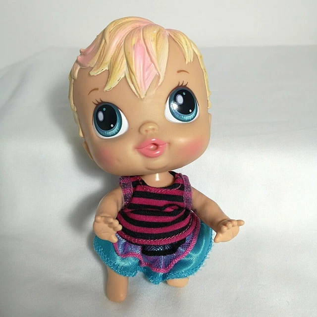 BABY ALIVE CRIB Life Born Awesome Doll Sydney Cutie Pink hair 6 inch