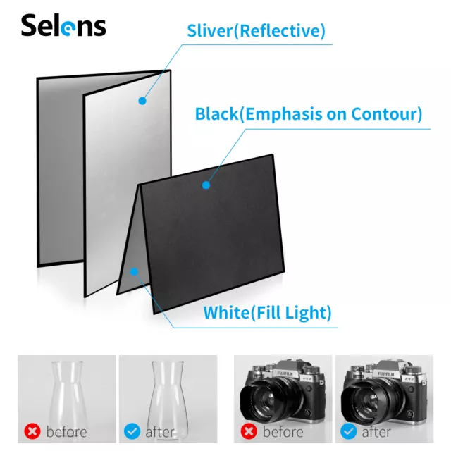 Difusor de luz plegable de cartón reflector de fotografía 3 en 1 para tomar fotos 3