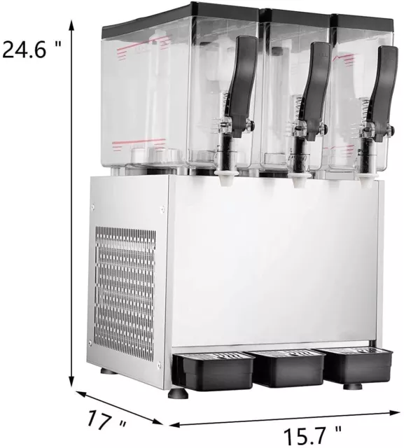 TECSPACE New 110V 270W 3 Tanks 30L Frozen Juice Beverage Refrigerated Dispenser 2