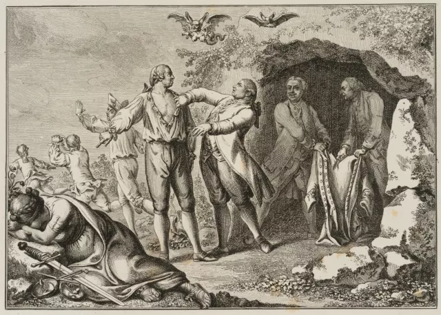 D. CHODOWIECKI (*1726), Die Werke der Finsternis,  1781, Radierung Figürlich