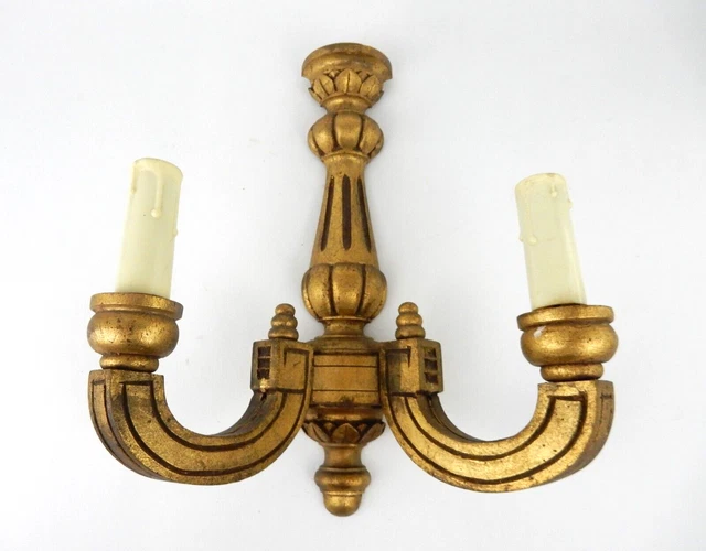Applique Murale en Bois Style Art Deco - Dorée, 31 cm