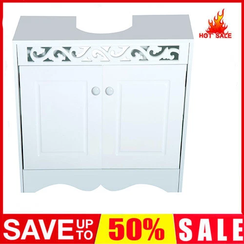 Bathroom Under Sink Cabinet Wooden White 2 Door Storage Cupboard Unit In Uk New