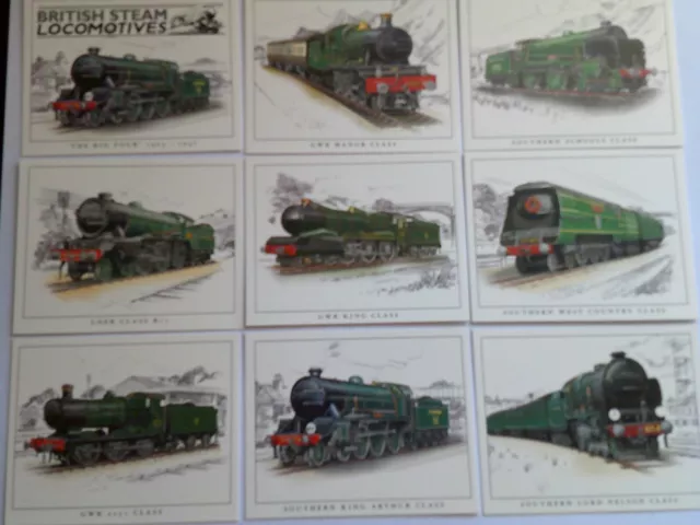 A Single Set of 16 steam train picture cards +title card 4 framing -new sealed.