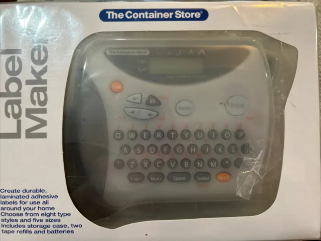 The Container Store Label Maker-storage Case,2 Tape Refills-NEW-2014