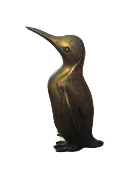 Vintage Hollywood Regency 10” Brass Penguin Figurine