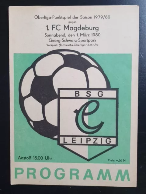 DDR Fussball Oberliga Programm BSG Chemie Leipzig  - 1.FC Magdeburg 1979/80 DFV