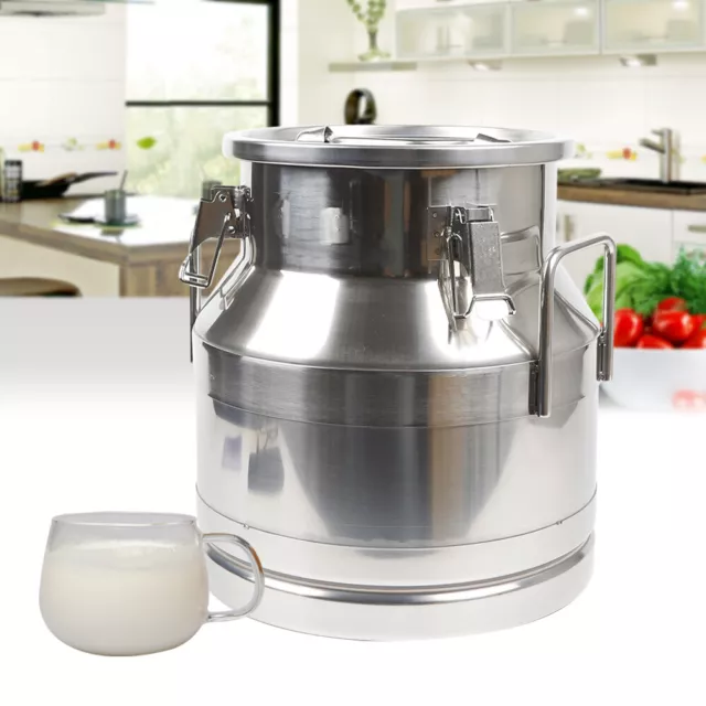 12L Stainless Steel Milk Can Tea Canister Wine Pail Bucket Tote Jug Oil Barrel