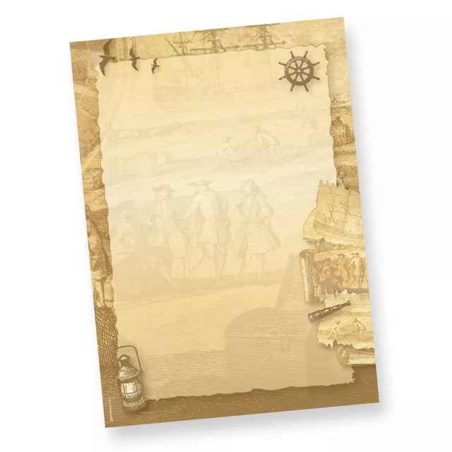 Briefpapier Piraten & Seefahrer 50 Blatt DIN A4 Schatzsuche Flaschenpost