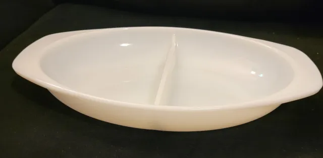 Vintage Pyrex 1083 White Milk Glass Divided Casserole Baking Dish 1-1/2 Quart