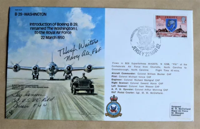 B-29 Washington Bomber 1982 Cover Signed Us Veterans Herman Hanson &Hugh Winters